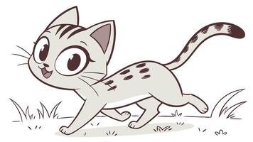 A cartoon cat running in the grass vector