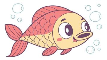 A cartoon fish with bubbles around it vector