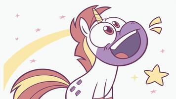A cartoon unicorn with a star on its head vector