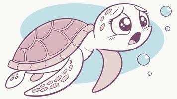 A cartoon turtle with bubbles coming out of its mouth vector