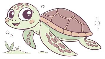 A cartoon turtle with big eyes and a big smile vector
