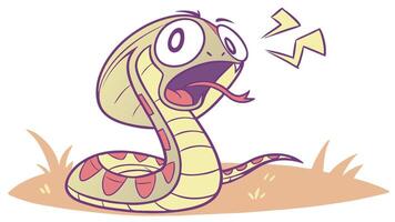 A cartoon snake with its mouth open and its tongue out vector
