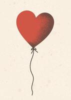 Hand drawn Valentines Day design background with heart shaped balloon vector