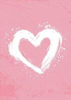 Grunge Valentines Day background with hand painted heart design vector