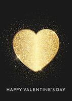 Decorative Valentines Day background with glittery gold heart design vector