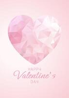 Happy Valentines Day background with low poly heart design vector