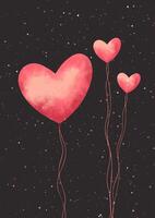 Hand drawn Valentines Day background with heart shaped balloons design vector