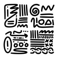 Unique abstract line art featuring various shapes and patterns in black vector