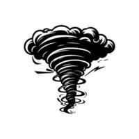 Black and white tornado illustration swirling with dynamic movement and energy vector