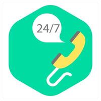 24x7 Call and clock icon concept vector