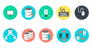 A set of 10 mix icons as computer, database, server vector