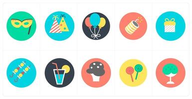 A set of 10 mix icons as party mask, celebration, balloons vector