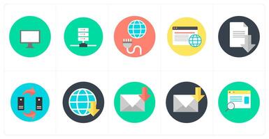 A set of 10 mix icons as computer, server, global connection vector