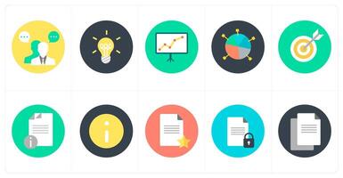 A set of 10 mix icons as business conversation, idea, board analysis vector