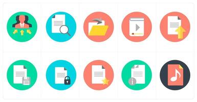 A set of 10 mix icons as business manager, search content, file transfer vector