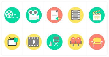 A set of 10 mix icons as reel, camera, content vector