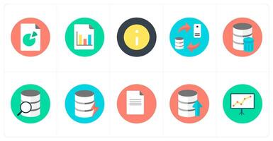 A set of 10 mix icons as data, analysis, information vector