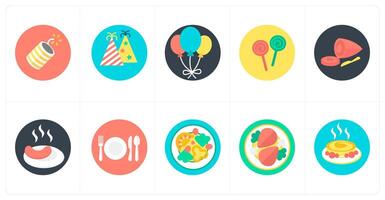 A set of 10 mix icons as cracker, celebration, balloons vector