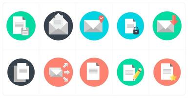 A set of 10 mix icons as document, email, mail location vector