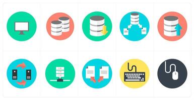 A set of 10 mix icons as computer, server, database vector