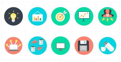 A set of 10 mix icons as idea, analysis, target vector