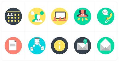 A set of 10 mix icons as user details, business conversation, conference vector