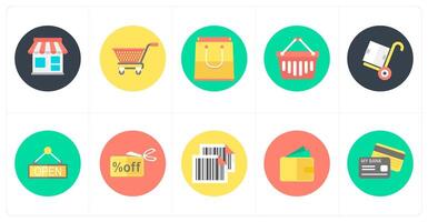 A set of 10 mix icons as store, cart, shopping bag vector