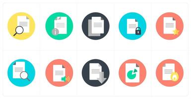 A set of 10 mix icons as search document, document information, duplicate dcoument vector