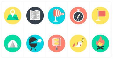 A set of 10 mix icons as pin, map, wind indicator vector