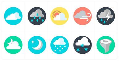 A set of 10 mix icons as clouds, rainy season, cloudy day vector