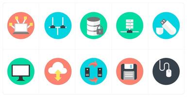 A set of 10 mix icons as computer network, network, database protection vector