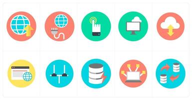 A set of 10 mix icons as globe, global connection, gesture vector