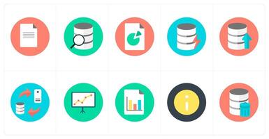 A set of 10 mix icons as document, data search, data, database vector