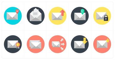 A set of 10 mix icons as mail location, email, download mail vector