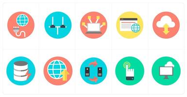 A set of 10 mix icons as global connection, network, computer network vector