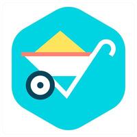 Wheel Barrow and tools icon concept vector