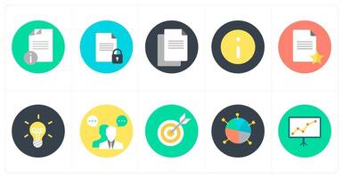 A set of 10 mix icons as document information, document security, information vector