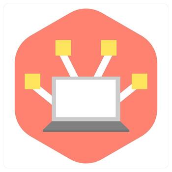 computadora red y red icono concepto vector