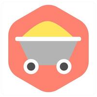 Wheel Barrow and tools icon concept vector