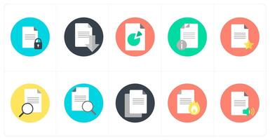 A set of 10 mix icons as document security, download document, data vector