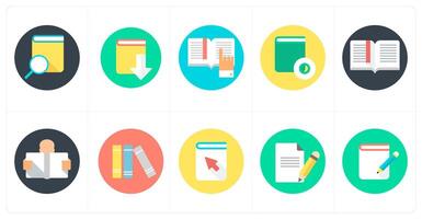 A set of 10 mix icons as book search, book download, book reading vector