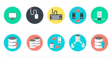 A set of 10 mix icons as computer, mouse, keyboard vector