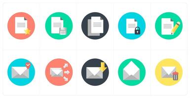 A set of 10 mix icons as favorite document, document, duplicate document vector