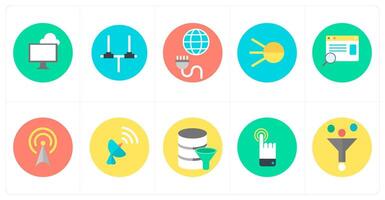 A set of 10 mix icons as computing, network, global connection vector