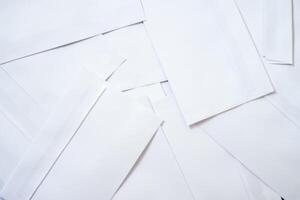 stack of Blank White Envelope Mockup with Invitation Cards photo