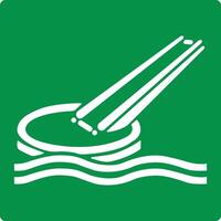 Green sign marine evacuation slide. Designation location slide intended for the evacuation persons from the vessel. Vertical ladder or inclined slide leading downwards. Iso 7010. vector