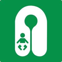 Green sign infant lifejacket. Indicating the location infant lifejackets on vessels or other objects where water safety or emergency situations are required. ISO 7010. Protective equipment. vector
