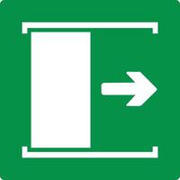 Green sign door slides right to open. Door opening directions in emergency or normal situations. Simplifies orientation and promotes safety, especially in emergency situations. Iso 7010. vector