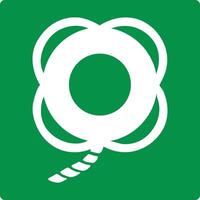 Green sign lifebuoy with line. Designation the location a lifebuoy equipped with a line floating rope. Rescue people overboard or in the water. Safe pulling out the victim. Iso 7010. vector