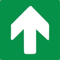 Green sign arrow up. Arrow pointing up. Shows the direction movement to the exit or shelter in an emergency. Movement up to the safety zone. Indicates the nearest safe point or exit. Iso 7010. vector